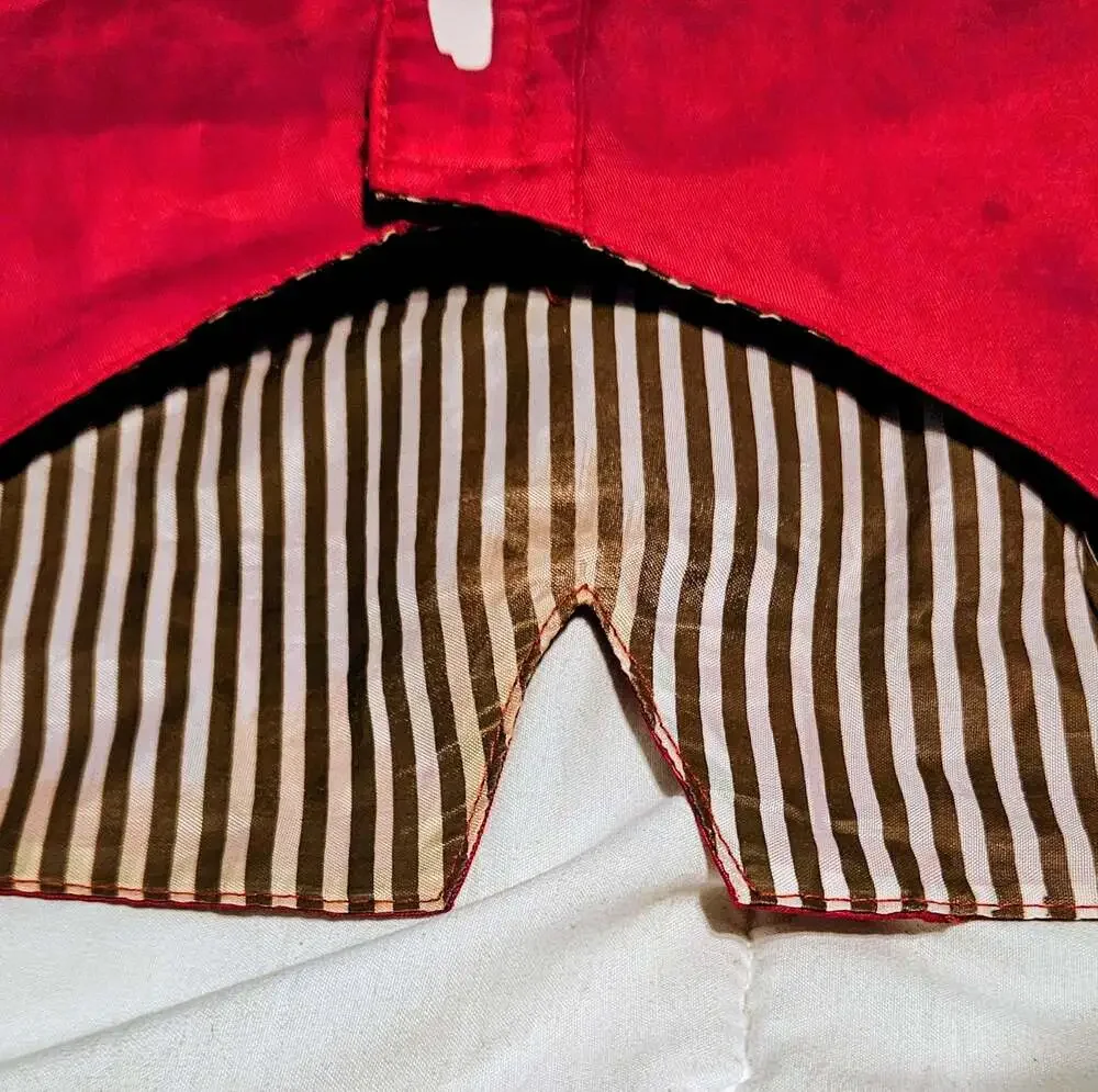 Henri Bendel New York Red Sailor-Style Dog Coat with Belt Detail - Size Large
